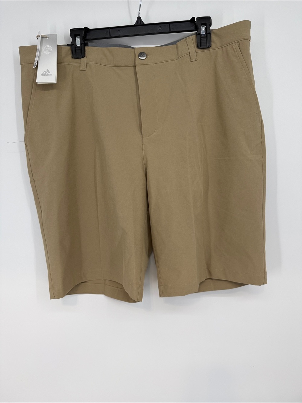 Adidas Men's Tan Flat-Front Performance Shorts Size 38 New